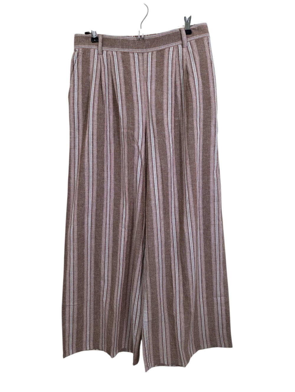 NWT American Eagle Wide Leg Linen Blend Pink Striped Pants Beachy Boho Medium